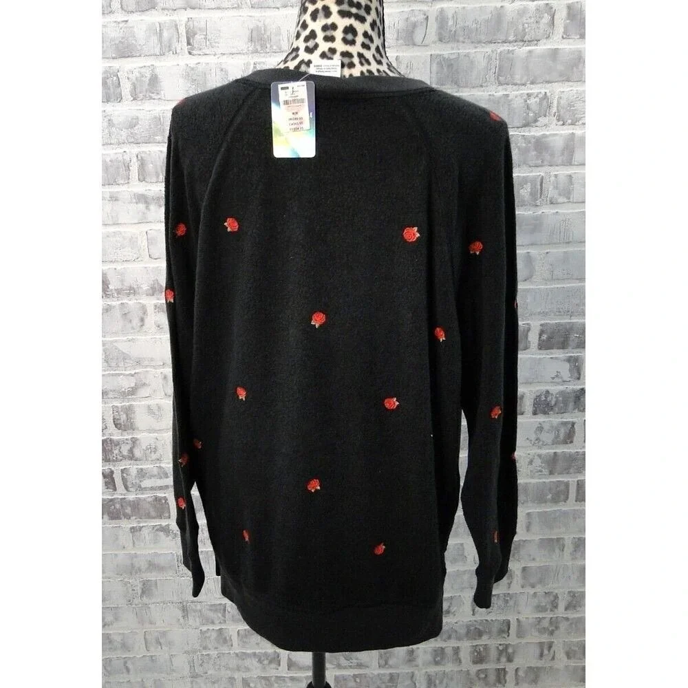 Victorias Secret Pink Sweater Medium Pullover Sweatshirt‎ Embroidered Roses